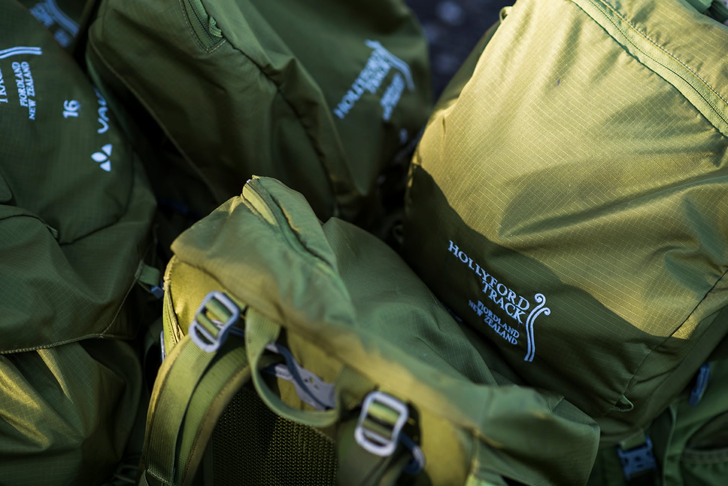 Backpacks lined up ready to go